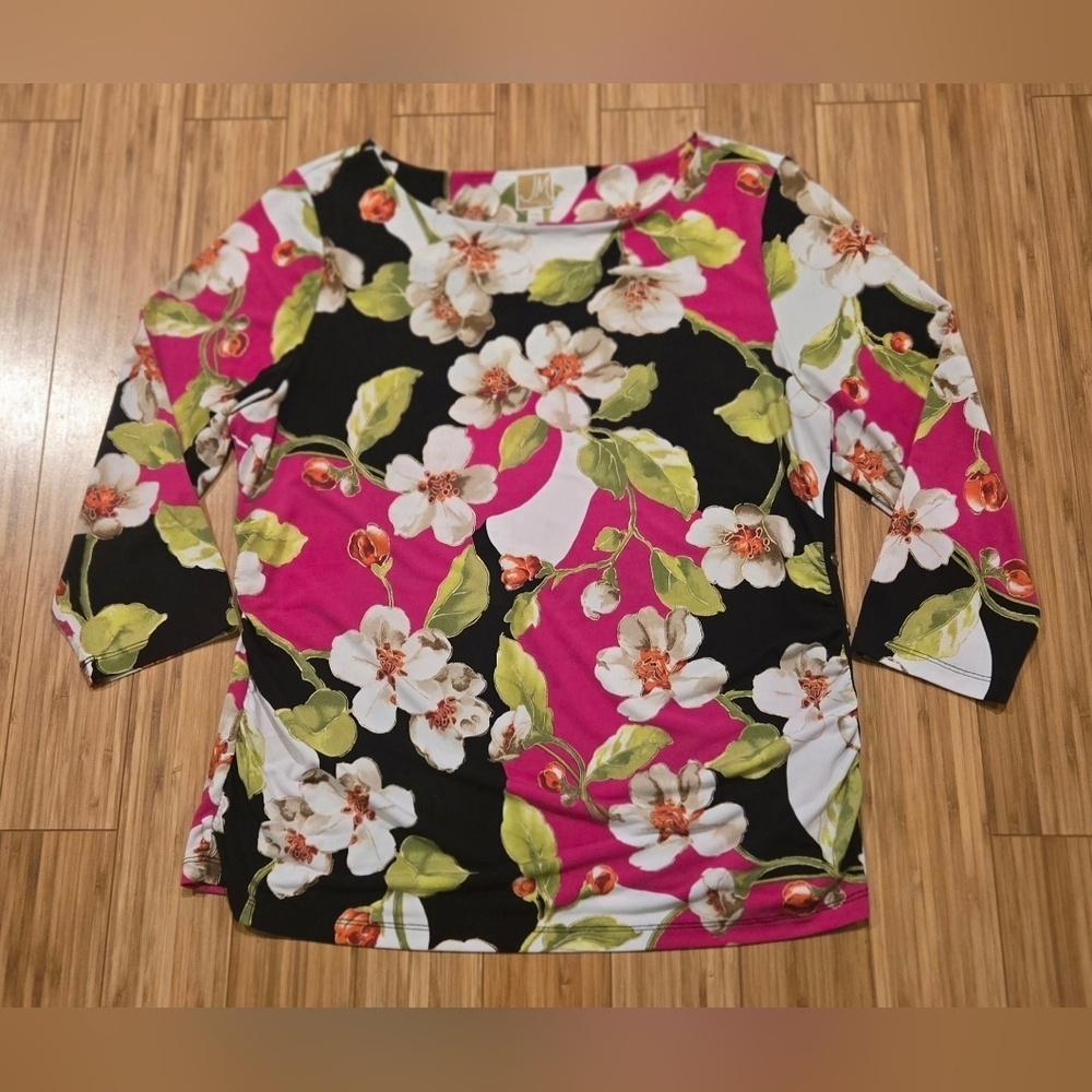 JM Collection Floral Women's Top - Pink, Black, Green
